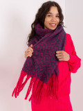 Women's Scarf in Navy Blue and Pink with Geometric Pattern