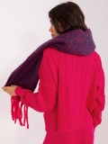 Women's Scarf in Navy Blue and Pink with Geometric Pattern