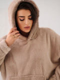 Beige hoodie with hood and pocket