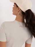 Beige smooth short-sleeve blouse