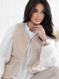 Beige faux fur vest with buttons