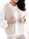 Beige faux fur vest with buttons