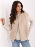 Beige knitted vest with pockets