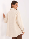 Beige casual shirt jacket with pockets