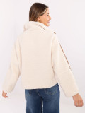 Short beige faux fur transitional jacket