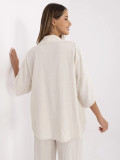 Stylish Beige Blouse with 3/4 Sleeves