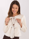 Short elegant sequin cardigan, beige