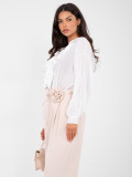 Elegant beige wide-leg trousers with belt