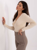 Elegant beige sweater with V-neckline