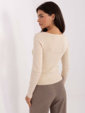 Elegant beige sweater with V-neckline