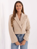 Short elegant beige coat with lining