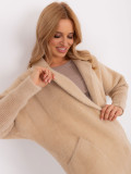 Light Beige Transitional Alpaca Wool Coat