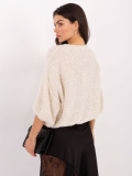 Elegant beige sweater with 3/4 sleeves and buttons