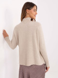 Light beige turtleneck sweater with long sleeves