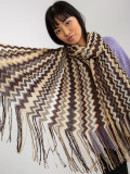 Light Beige Patterned Scarf with Fringes