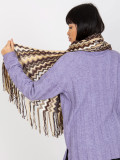 Light Beige Patterned Scarf with Fringes