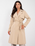 Camel transitional trench coat with belt