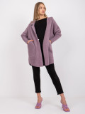 Light Purple Wool & Angora Transitional Coat with Hood
