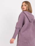 Light Purple Wool & Angora Transitional Coat with Hood