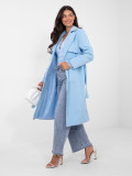 Light blue women's trench coat with belt