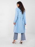 Light blue women's trench coat with belt