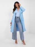 Light blue women's trench coat with belt