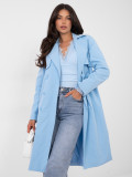Light blue women's trench coat with belt