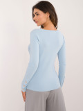 Light blue viscose sweater with V-neck and buttons