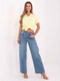 Women's wide-leg high-waisted jeans, light blue