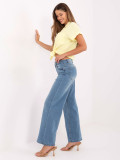 Women's wide-leg high-waisted jeans, light blue