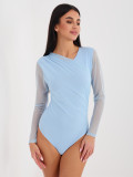 Elegant blue bodysuit with long sleeves and round neckline