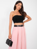 Elegant maxi skirt with belt and pockets, pink