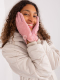 Gloves with geometric pattern in light pink