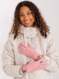 Gloves with geometric pattern in light pink