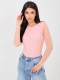 Elegant pink bodysuit with long sleeves and round neckline