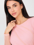 Elegant pink bodysuit with long sleeves and round neckline