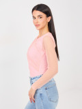 Elegant pink bodysuit with long sleeves and round neckline