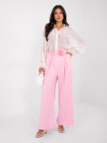 Elegant wide-leg trousers with belt in pink