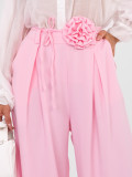 Elegant wide-leg trousers with belt in pink