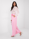 Elegant wide-leg trousers with belt in pink