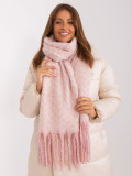 Light Pink Geometric Scarf with Fringes