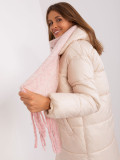 Light Pink Geometric Scarf with Fringes