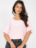 Elegant short sweater in light pink
