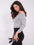 Grey off-shoulder blouse with 3/4 sleeves