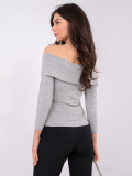 Grey off-shoulder blouse with 3/4 sleeves