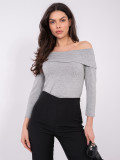 Grey off-shoulder blouse with 3/4 sleeves