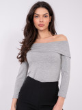 Grey off-shoulder blouse with 3/4 sleeves
