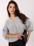 Elegant buttoned knit cardigan, light grey