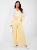 Elegant yellow wide-leg trousers with belt