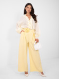 Elegant yellow wide-leg trousers with belt